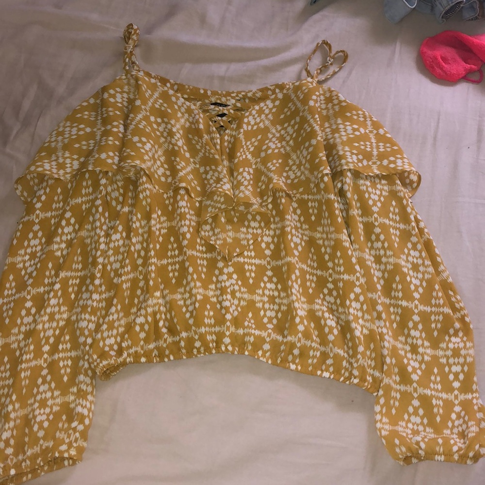 Yellow semi off the shoulder Blouse
